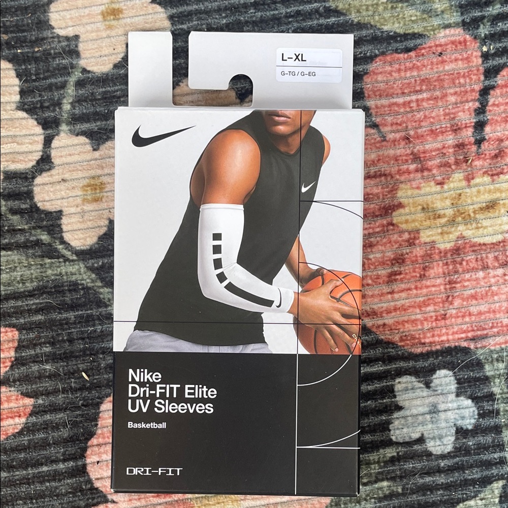 Nike White Basketball Arm Sleeve with Black Accents